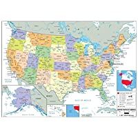Los mejores  - Wildgoose Education wg3525 Estados Unidos mapa político- 84 cm x 59 cm